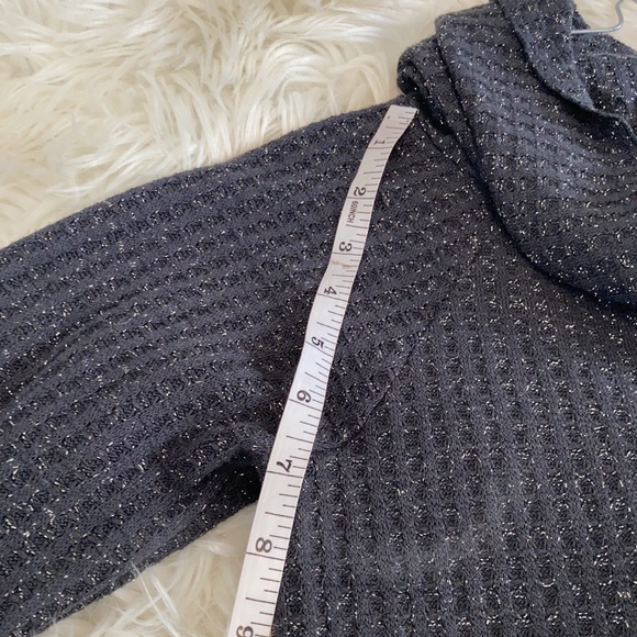 Chaser charcoal grey black glittery waffle knit funnel neck open back sweater - Picture 15 of 17
